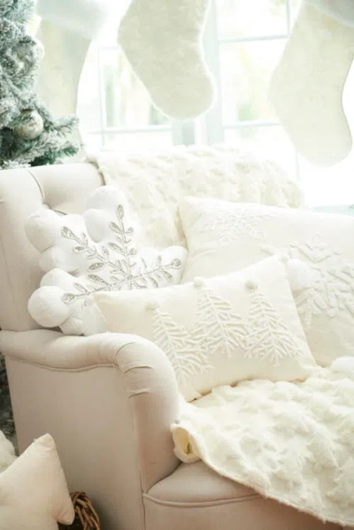 C & F Home C&f Home Frosted Tree Throw Pillow, 18" X 18" In White