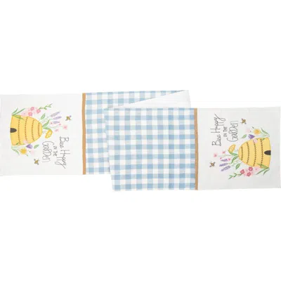 C & F Home C&f Home Bee Happy In Blue Embroidered Table Runner 13" X 72" In Blue