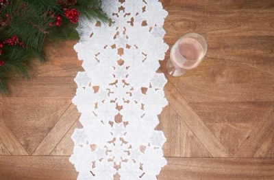 C & F Home C&f Home Sparkle Snowflake Table Runner 13" X 68" In White