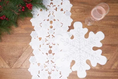 C & F Home C&f Home Sparkle Snowflake Table Runner 13" X 68" In White