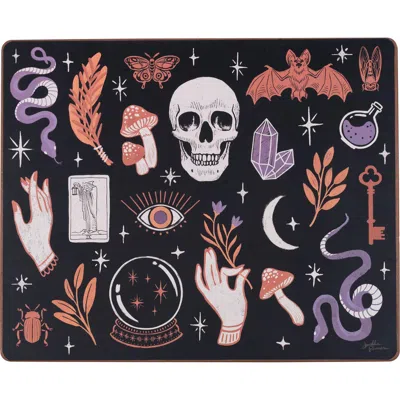 C & F Home C&f Home Halloween Skull Magic Hardboard Mdf Placemat Set Of 6, 13" X 16" In Black