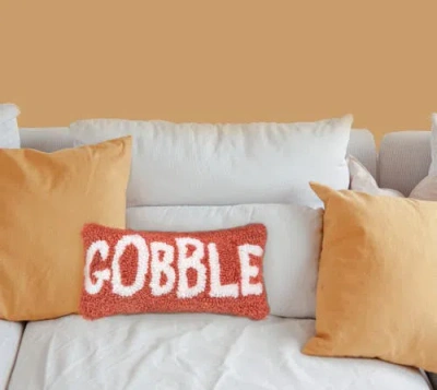 C & F Home C&f Home Gobble Script Rectangle Small Small/petite Hooked Accent Pillow, 6" X 12" In Orange