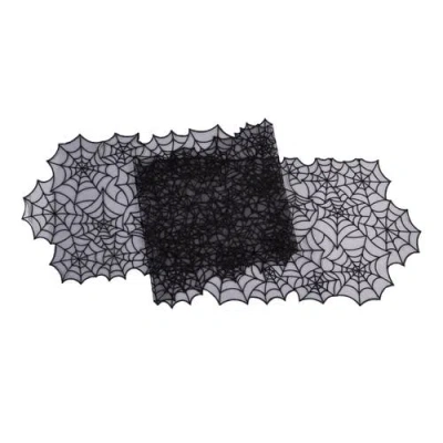 C & F Home C&f Home Spider Webb Halloween Reversible Translucent Decorative Table Runner 12" X 68" In Black