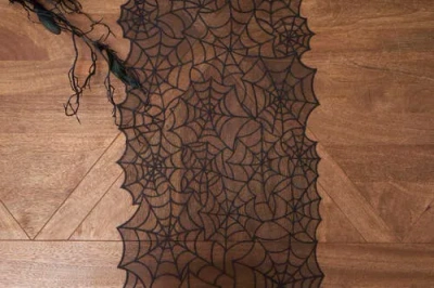 C & F Home C&f Home Spider Webb Halloween Reversible Translucent Decorative Table Runner 12" X 68" In Black