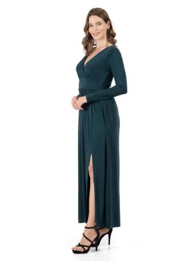 24seven Comfort Apparel Womens Long Sleeve Maxi Dress In Green