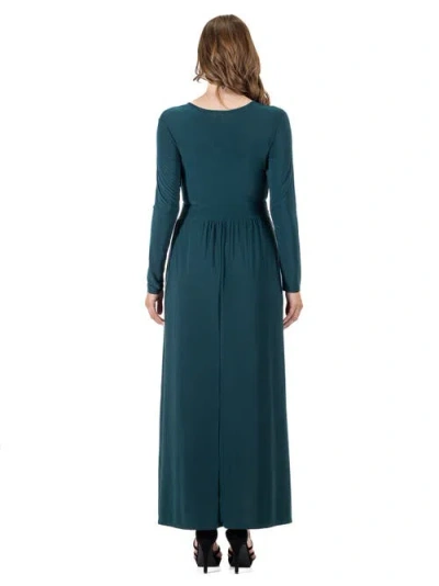 24seven Comfort Apparel Womens Long Sleeve Maxi Dress In Green