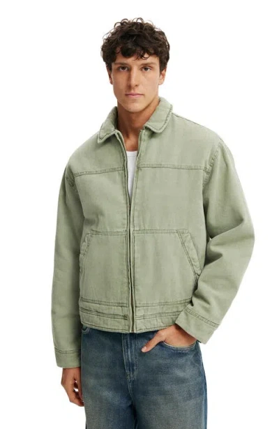 Cotton On Cropped Worker Jacket In Brown