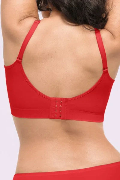 Shapellx Skin Flow Smooth Unlined Wireless Bra In Red
