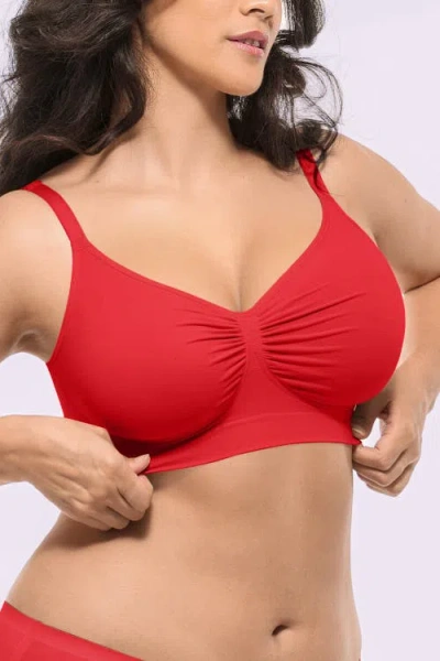 Shapellx Skin Flow Smooth Unlined Wireless Bra In Red