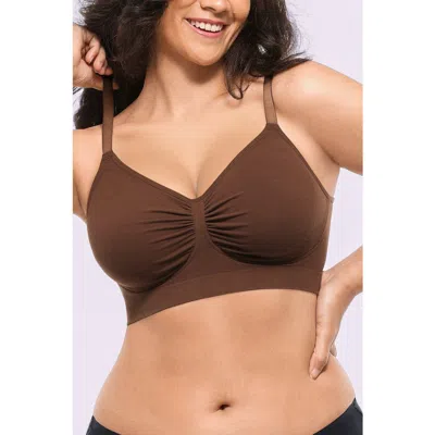 Shapellx Skin Flow Smooth Unlined Wireless Bra In Brown
