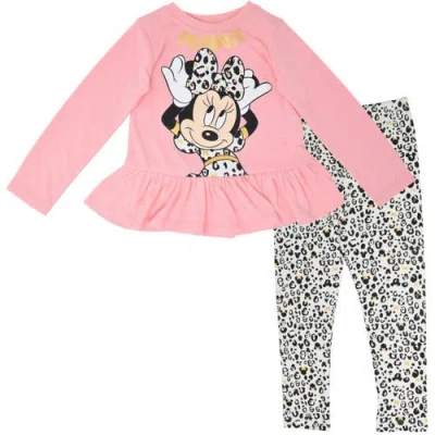 Disney Long Sleeve T-shirt & Leggings Set In Pink
