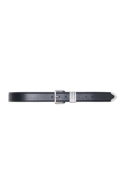 Maje Womens Black Smooth Leather Buckle Belt In Blue