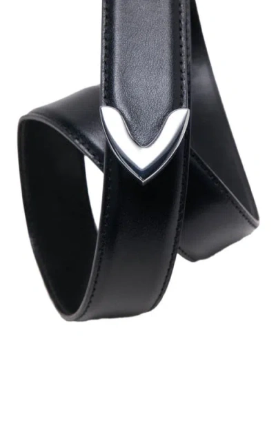 Maje Womens Black Smooth Leather Buckle Belt In Blue