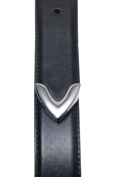 Maje Womens Black Smooth Leather Buckle Belt In Blue