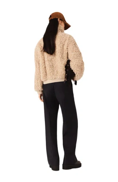 Maje Brune Crop Boucle Jacket In Brown