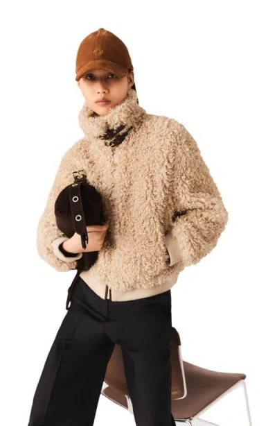 Maje Brune Crop Boucle Jacket In Brown