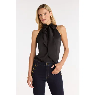 The Noli Shop Rina Tie Neck Blouse In Black