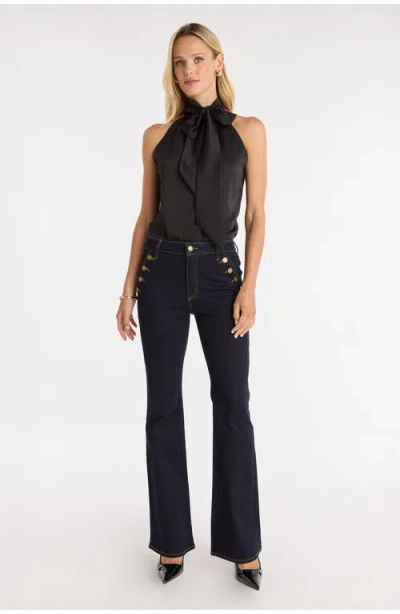 The Noli Shop Rina Tie Neck Blouse In Black