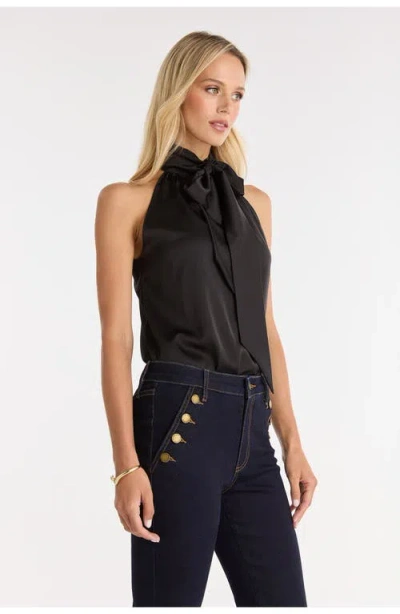 The Noli Shop Rina Tie Neck Blouse In Black