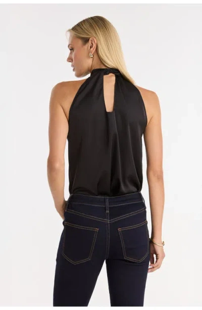 The Noli Shop Rina Tie Neck Blouse In Black