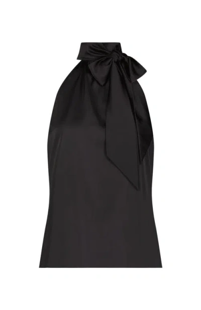 The Noli Shop Rina Tie Neck Blouse In Black