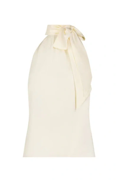 The Noli Shop Rina Tie Neck Blouse In Brown