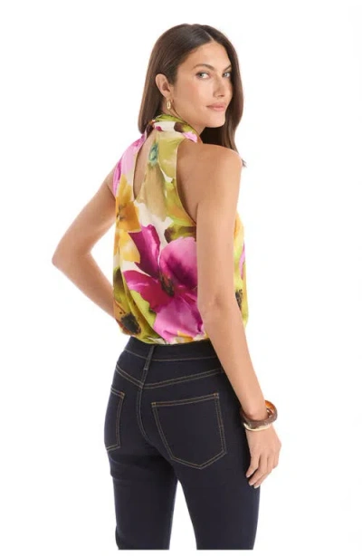 The Noli Shop Rina Tie Neck Blouse In Animal Print