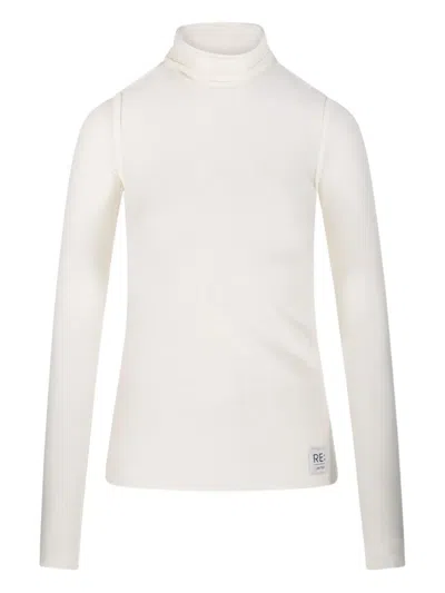 Re Code High-neck Long-sleeved Top In White