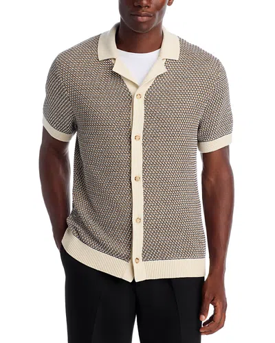 Hugo Boss Iconico Textured Short Sleeve Cardigan In Animal Print