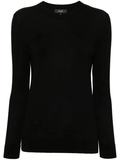 Fay Logo-embroidered Sweater In Black