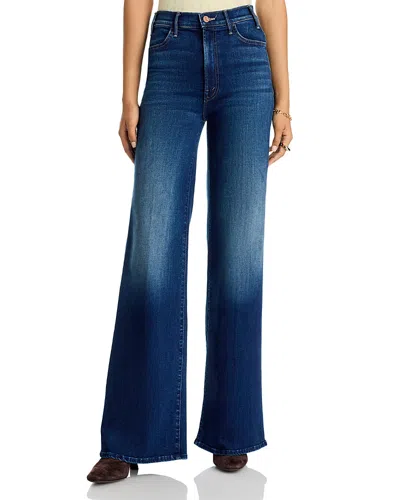 Mother The Hustler Roller Sneak High Rise Jeans In Troublemaker In Blue