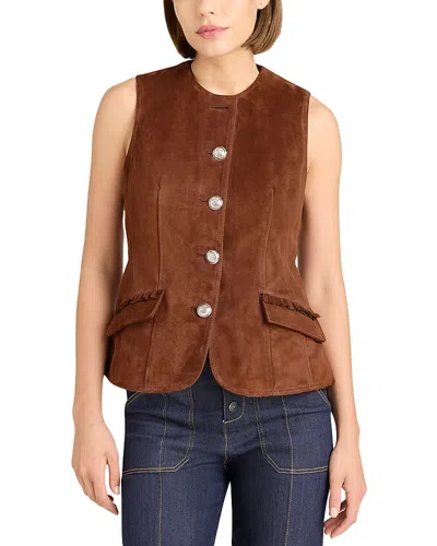 Cinq À Sept Chris Buttoned-pocket Suede Gilet In Brown