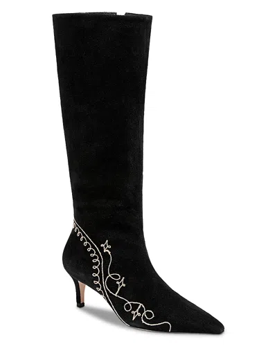 Cinq À Sept Cinq A Sept Women's Casey Embroidered Suede Tall Boots In Black