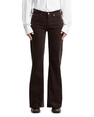 7 For All Mankind Twisted Dojo Tailorless Flare Leg Pants In Corduroy Coffee In Burgundy