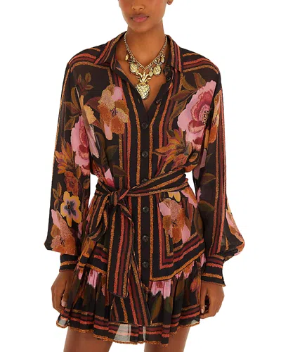 Farm Rio Mini Shirt Dress In Multi
