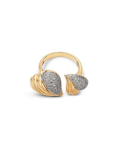 Bloomingdale's Fine Collection Diamond Textured Heart Cuff Ring In 14k ...