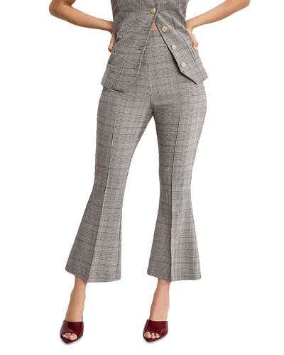 Good American Plaid Pull On Kick Flare Pants In Gray