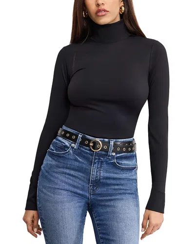 Good American Weightless Scuba Turtleneck Top In Black