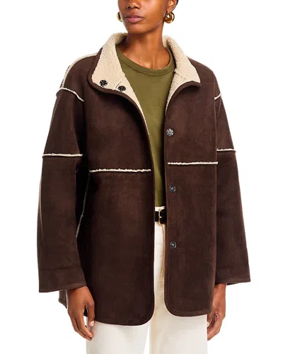 Velvet By Graham & Spencer Albany Reversible Faux Shearling Jacket In Brown
