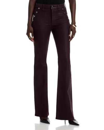 Ramy Brook Helena High Rise Coated Flare Jeans In Blackberry In Brown