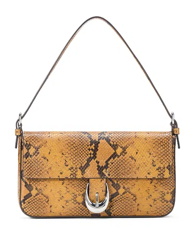 Staud Harlow Bag In Croc-embossed In Brown