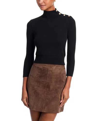 L'agence Kamdyn Crop Mock Neck Sweater In Black