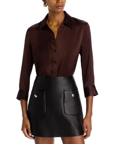 L'agence Dani Silk Charmeuse Blouse In Brown