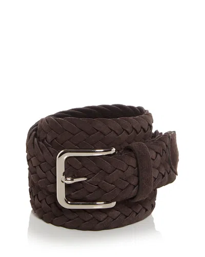 Vince Men's Suede & Wool Woven Belt In Brown