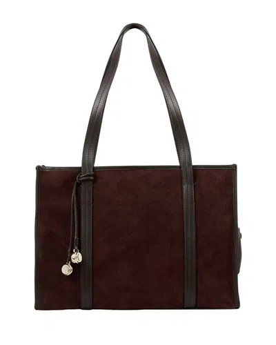 Sandro Medium Soft Suede Tote Bag In Brown