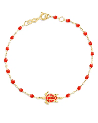 Gigi Clozeau 18k Yellow Gold Voyage Resin Bead Turtle Chain Bracelet In Gold