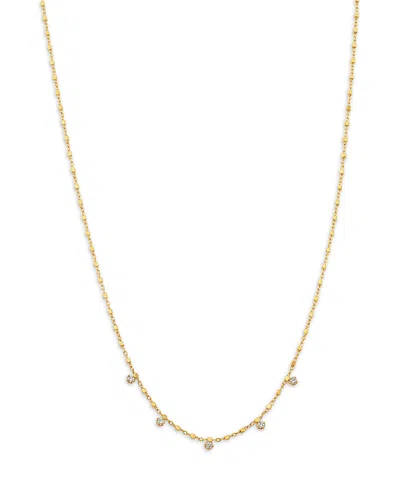 Zoë Chicco 14k Yellow Gold Prong Diamonds Dangling Square Bead Chain Necklace, 16 In Gold