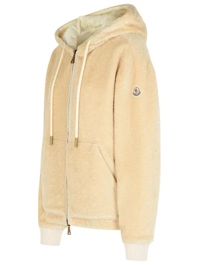 Moncler Reversible Jacket In Cream Cotton Blend In White