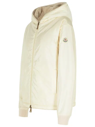 Moncler Reversible Jacket In Cream Cotton Blend In White