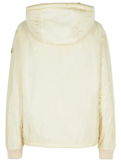 Moncler Reversible Jacket In Cream Cotton Blend In White